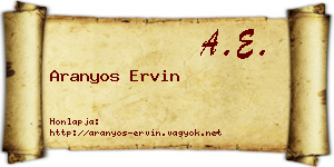 Aranyos Ervin névjegykártya